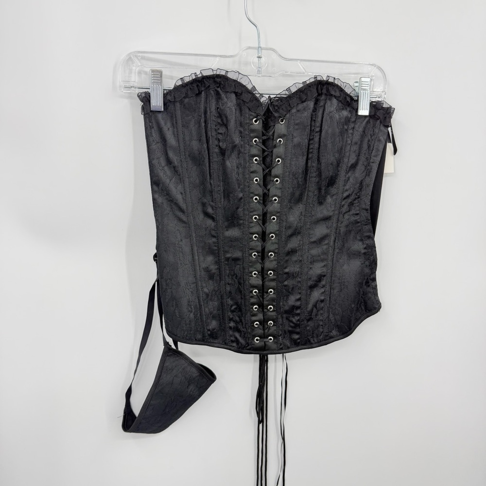 New Hearts Rob corset black lace design & thong sz S‎ Lingerie